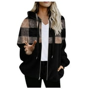 Winter Coats for Women Fashion Plus Size Plush Lined Outwear Comfy Soft Loose Fit Pocket Overcoats