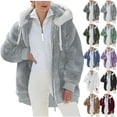 thumbnail image 1 of Winter Coats for Women Fashion Womens Warm Faux Coat Jacket Winter Zipper Long Sleeve Outerwear Gifts for Women on Clearance Gray 4XL, 1 of 6