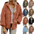 thumbnail image 1 of Winter Coats for Women Full Zip Lightweight Grid Puffer Jacket with Hood Quilted,Oversized Loose Casual Warm Wind Resistant Pockets Outerwear, 1 of 6