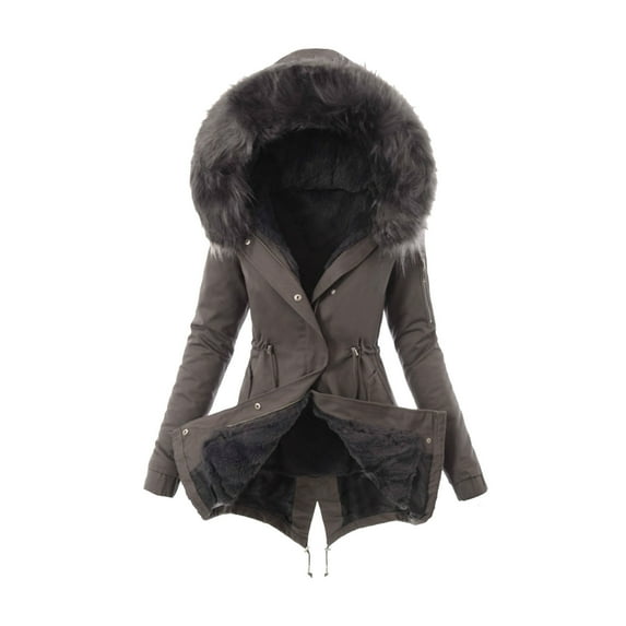 Winter Coats for Women Hooded Warm Winter Overcoat with Fur Lined, Winter Parka Jacket Thick Down Outerwear Jacket for Women