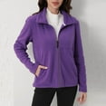 thumbnail image 1 of Winter Coats for Women Ladies' Casual Colored All-purpose Full-zip Long-sleeved Capless Fleece Jacket,Winter Zipper Overcoat Outerwear Purple_S, 1 of 8