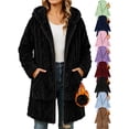 thumbnail image 1 of Winter Coats for Women Long Plush Hooded Soft Fleece Zip-Up Jacket with Pockets,Warm Winter Outerwear for Casual Wear, 1 of 6