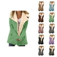 thumbnail image 1 of Winter Coats for Women Long Sleeve Lined Suede Button Notch Collar Jacket with Pockets Cardigan Outerwear, 1 of 1