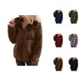 thumbnail image 1 of Winter Coats for Women Long Sleeve Fleece Soft Warm Stand Collar Plain Casual Zip Up Jacket Outerwear, 1 of 1