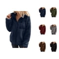 thumbnail image 1 of Winter Coats for Women Long Sleeve Fleece Soft Warm Stand Collar Plain Casual Zip Up Jacket Outerwear, 1 of 1