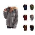 thumbnail image 1 of Winter Coats for Women Long Sleeve Fleece Soft Warm Stand Collar Plain Casual Zip Up Jacket Outerwear, 1 of 1
