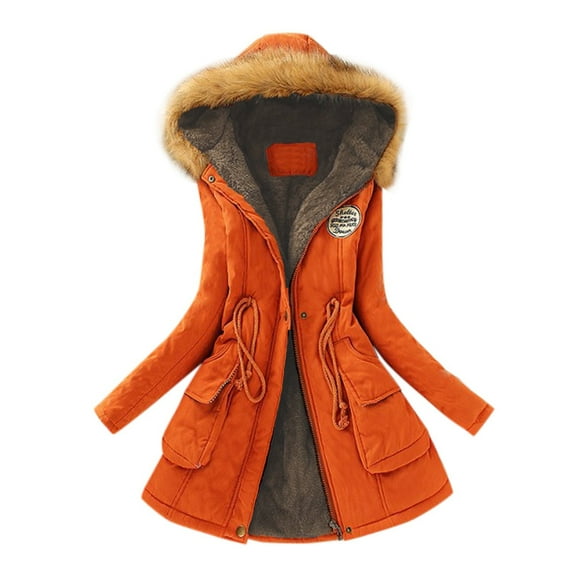 Winter Coats for Women Long Sleeve Lamb Wool Cotton Coat Thick Jacket with Plush Hooded Mid Length Sherpa Outerwear