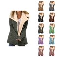 thumbnail image 1 of Winter Coats for Women Long Sleeve Thick Warm Suede Button Notch Collar Cardigan Jacket Outerwear with Pockets, 1 of 5