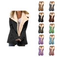 thumbnail image 1 of Winter Coats for Women Long Sleeve Thick Warm Suede Button Notch Collar Cardigan Jacket Outerwear with Pockets, 1 of 5