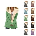 thumbnail image 1 of Winter Coats for Women Long Sleeve Thick Warm Suede Notch Collar Button Cardigan Jacket Outerwear with Pockets, 1 of 5