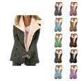 thumbnail image 1 of Winter Coats for Women Long Sleeve Thick Warm Suede Notch Collar Button Cardigan Jacket Outerwear with Pockets, 1 of 5
