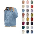 thumbnail image 1 of Winter Coats for Women Long Sleeve Warm Fleece Plain Stand Collar Zip Up Jacket Casual Cardigan Outerwear, 1 of 1