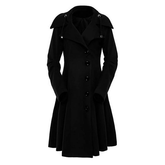 Winter Coats for Women Long Sleeve Wool Warm Slim Fit Coat Fleecce Thick-Parka Overcoat Long Winter Outwear(Black,S)
