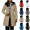 thumbnail image 1 of Winter Coats for Women Long Womens Hooded Puffer Jacket Lightweight Fleece Long-sleeved Fall And Winter Quilted Clothing Large Outwear Beige XL, 1 of 8