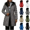 thumbnail image 1 of Winter Coats for Women Long Womens Hooded Puffer Jacket Lightweight Fleece Long-sleeved Fall And Winter Quilted Clothing Large Outwear Gray M, 1 of 8