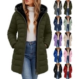 Winter Coats for Women Mid-Length Windproof Fleece Thick Warm Quilted ...