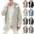 thumbnail image 1 of Winter Coats for Women Packable Lightweight Open Front Jacket With White Fleece Trim Hood,Rib Cuff Casual Windproof Warm Oversized Pockets Outerwear, 1 of 6