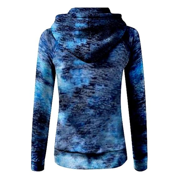 Winter Clearance 2023 Winter Coats for Women Plus Size Fashion Casual Tie-Dyed Print Zipper Long Sleeve Pocket Loose Coat