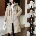 thumbnail image 1 of Winter Coats for Women Puffer Jacket Womens New Long Sleeved Solid Color Pocket Zipper Mid Length Top Jacket, 1 of 6