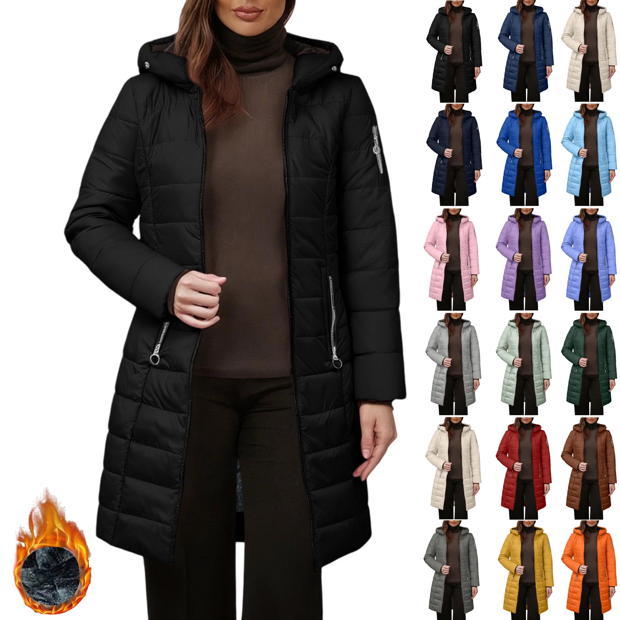 Winter Coats for Women Puffer Jacket Womens Women FALL And Winter Clothing Solid Color Hooded Plush Cotton