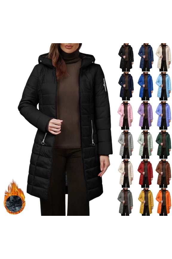 Winter Coats for Women Puffer Jacket Womens Women FALL And Winter Clothing Solid Color Hooded Plush Cotton