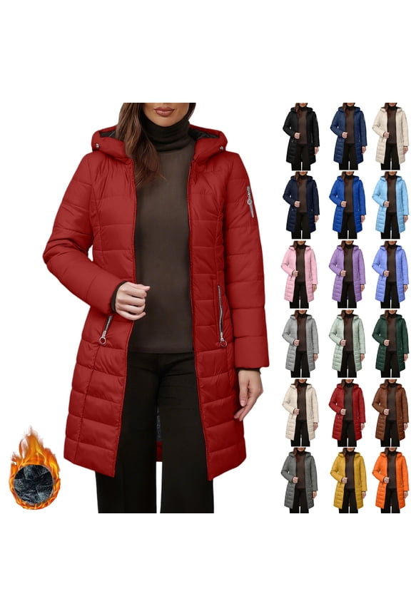 Winter Coats for Women Puffer Jacket Womens Women FALL And Winter Clothing Solid Color Hooded Plush Cotton
