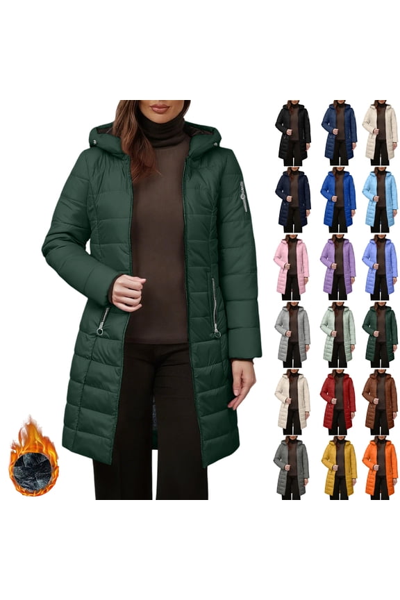 Winter Coats for Women Puffer Jacket Womens Women FALL And Winter Clothing Solid Color Hooded Plush Cotton