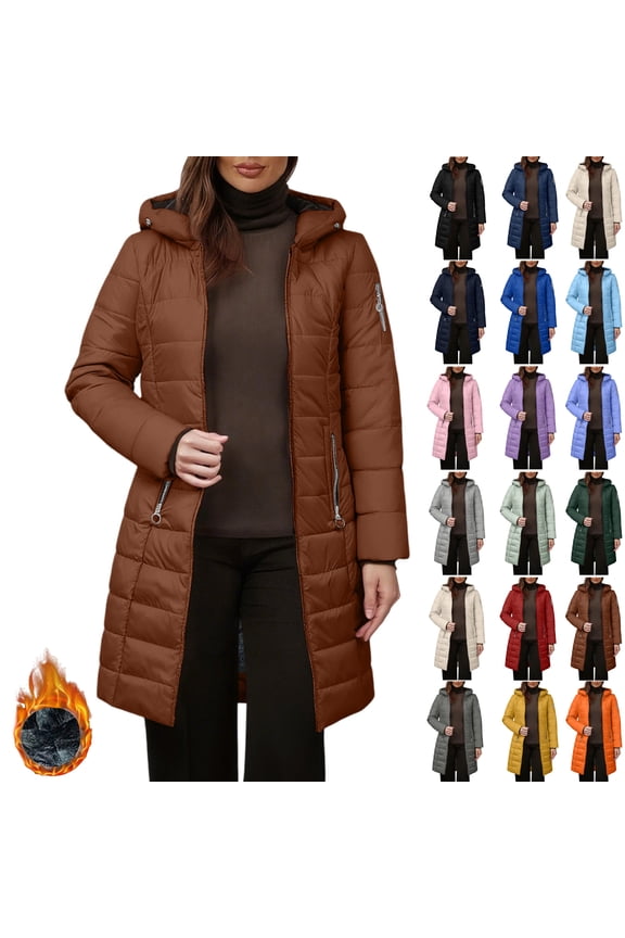 Winter Coats for Women Puffer Jacket Womens Women FALL And Winter Clothing Solid Color Hooded Plush Cotton