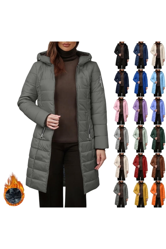 Winter Coats for Women Puffer Jacket Womens Women FALL And Winter Clothing Solid Color Hooded Plush Cotton