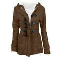 thumbnail image 1 of Winter Coats for Women Retro Warm Long Sleeve Plus Size Jacket Horn Buckle Thicken Pocket Hooded Thick Outerwear 2024, 1 of 9