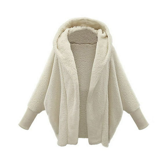 Winter Coats for Women Sawvnm Fashion Womens Warm Faux Coat Jacket Winter Solid Long Sleeve Hooded Outerwear Family gifts White XXXL