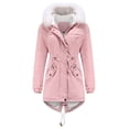 thumbnail image 1 of Winter Coats for Women Warm Fleece Long Back Jacket Thicken Parka with Hood Pink M, 1 of 7