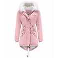thumbnail image 1 of Winter Coats for Women Warm Fleece Long Back Jacket Thicken Parka with Hood Pink S, 1 of 7