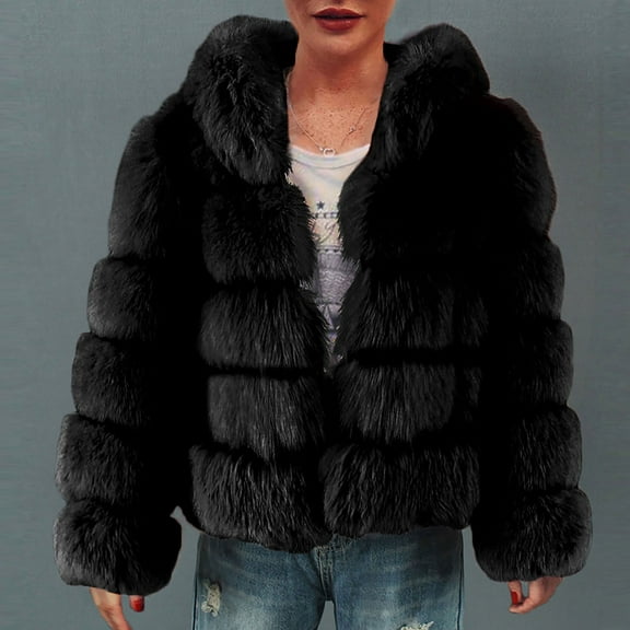 Winter Coats for Women Warm Fluffy Faux Fur Jackets Cropped Jacket Parka Outwear Solid Color Sharpe Fuzzy Jacket Coat Jackets for Women Clearance