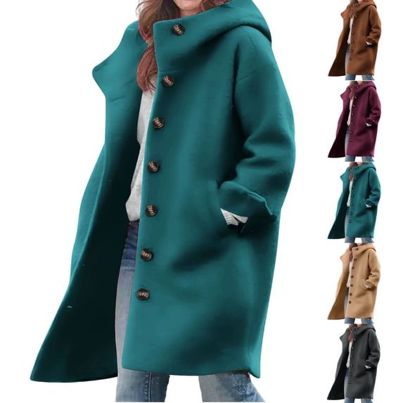 Winter Coats for Women Windproof Warm Single Breasted Button Loose Fit Cold Weather Casual Winter Outerwear