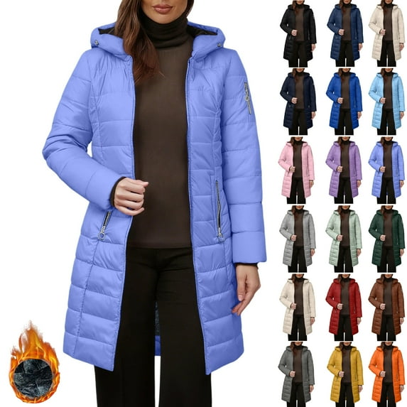 Winter Coats for Women Winter Warm Jackets Plus Size Fleece Lined Thick Overcoat Hooded Puffer Cotton Down Jacket Zipper Parka Coat