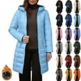 thumbnail image 1 of Winter Coats for Women Winter Warm Jackets Plus Size Fleece Lined Thick Overcoat Hooded Puffer Cotton Down Jacket Zipper Parka Coat, 1 of 9