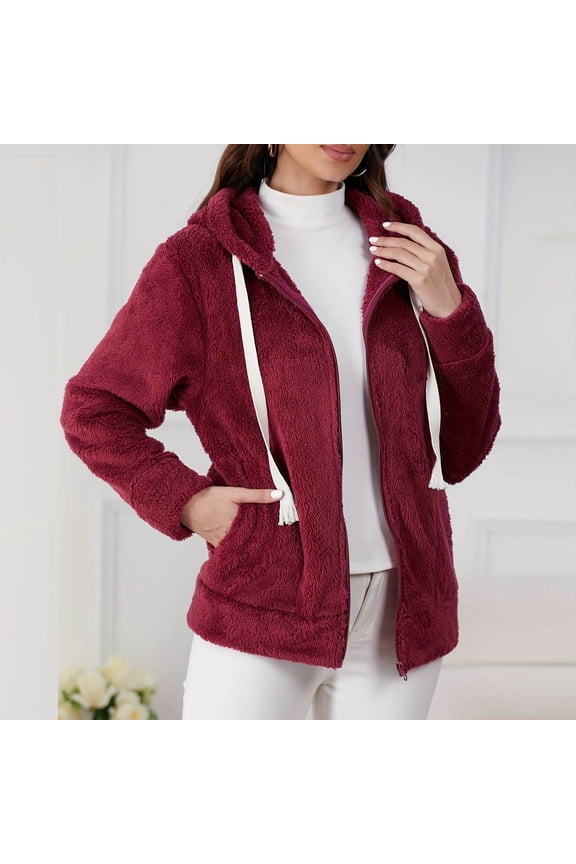 Winter Coats for Women, Women's Casual Versatile Thick Warm Long-sleeved Hooded Jacket,Winter Zipper Overcoat Outerwear Red_S