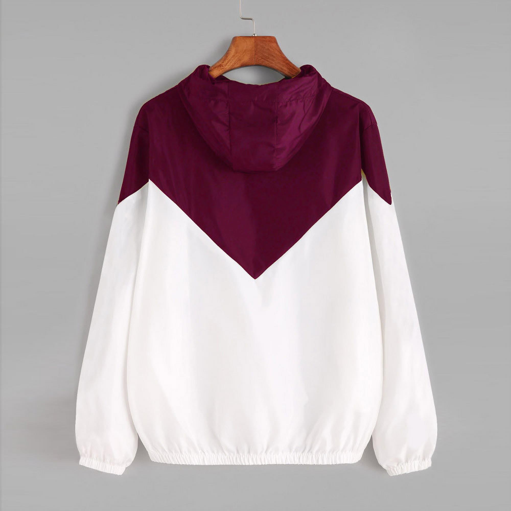 Winter Coats for Women Womens Comfort Colorblocking Hooded Jacket