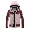 thumbnail image 1 of Winter Coats for Women Zpanxa Men's Waterproof Jackets, Casual Patchwork Thicken Warm Hooded Zipper Coats with Multi Pocket Pink XXL, 1 of 6