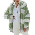 thumbnail image 1 of Winter Coats for Women Zpanxa Womens Warm Thick Faux Plush Coat, Outdoor Plus Size Thicken Hooded Jacket, Winter Zipper Outerwear Coat Green S, 1 of 5