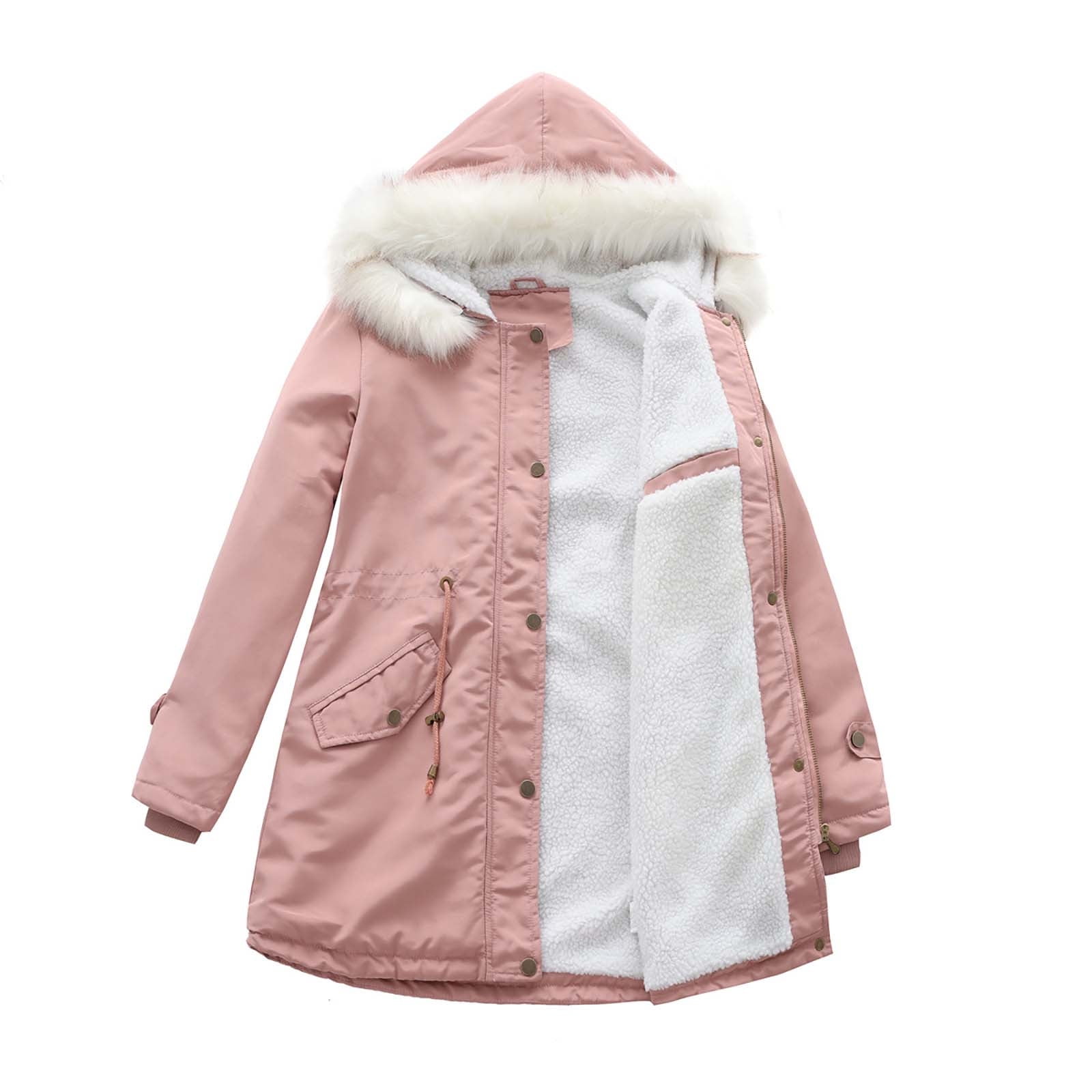 GIRL Pink Faux Fur Hooded Parka Jacket