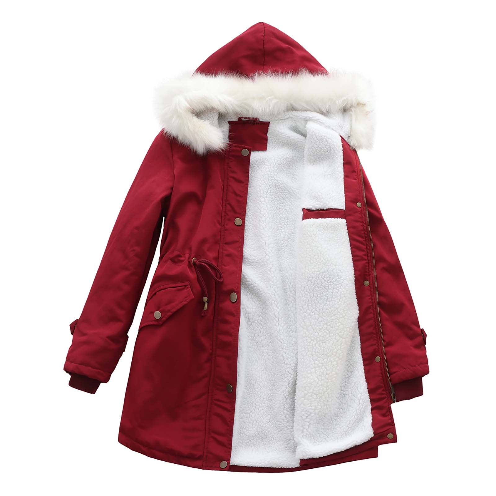Winter Coats for Women with Faux Fur Trim Hood Thick Warm Parka