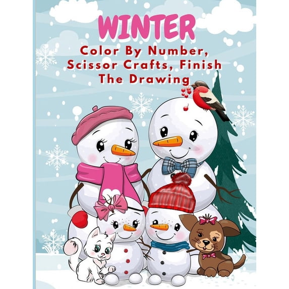 Winter Color By Number, Scissor Crafts, Finish The Drawing: Ages 5 and older, (Paperback)