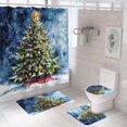 thumbnail image 1 of Winter Colorful Christmas Tree Shower Curtain Sets for Bathroom, Art Deco Shower Curtain Sets with Hooks, Realism Rustic Floral Light Bathroom Accessories Sets with Bath Mat Sets, 1 of 6