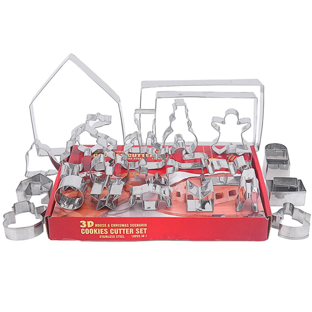 Winter Cookie Cutters Cartoon 3D Gingerbread House Stainless Steel