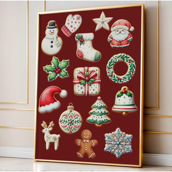 Winter Cookies Art Print, Kitchen Decor Home Decor UNFRAMED Poster, Wall Art for Decor, Present, 8x12