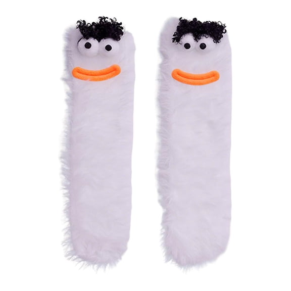 Winter Coral Fleece Socks With Funny Fluffy Big Eyes Doll Design For Cold Winter