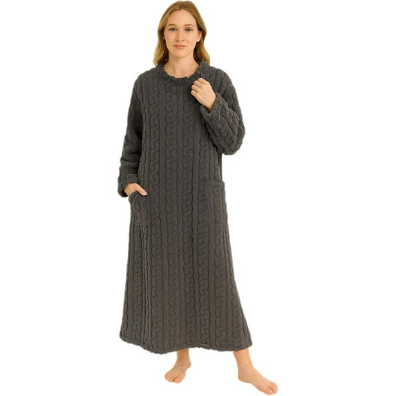 Winter Coral Velvet Home Clothes for Women, Warm Plush Velvet Robe Long Loungewear with Premium Coral Velvet Fabric, Home Clothes for Relaxing and Sleeping