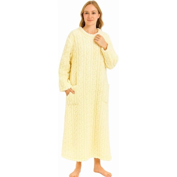 Winter Coral Velvet Home Clothes, Women's Warm Plush Velvet Nightgown and Loungewear Set